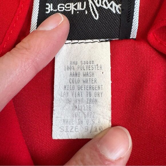 Breakin' Loose Women Faux Wrap Asymmetrical Dress Ruffle 9 10 Bright Red Vintage - Picture 7 of 13